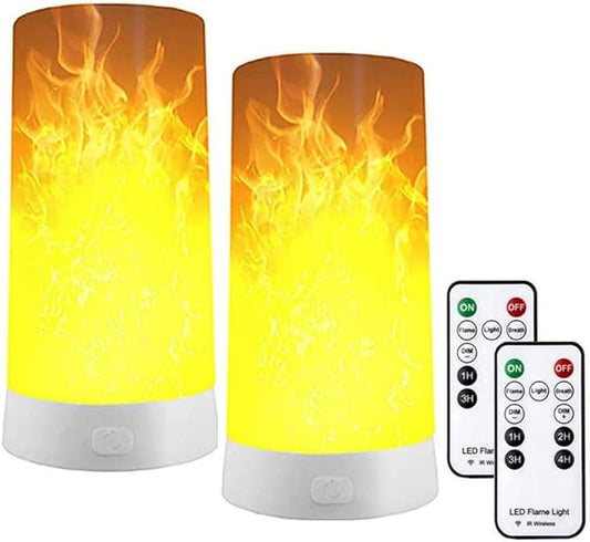 Zestaw 2 lamp LED z efektem płomienia zdalnie sterowanych z timerem