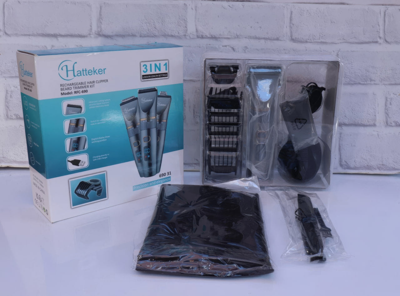 Hatteker RFC-690 – Akumulatorowa maszynka 3w1 z wyświetlaczem LED