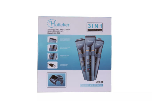 Hatteker RFC-690 – Akumulatorowa maszynka 3w1 z wyświetlaczem LED