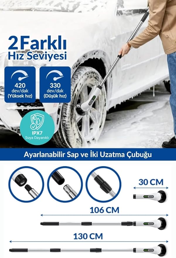 Elektryczna szczotka czyszcząca Prohane z 7 wymiennymi końcówkami