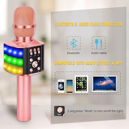 BONAOK Karaoke Mikrofon LED 4w1