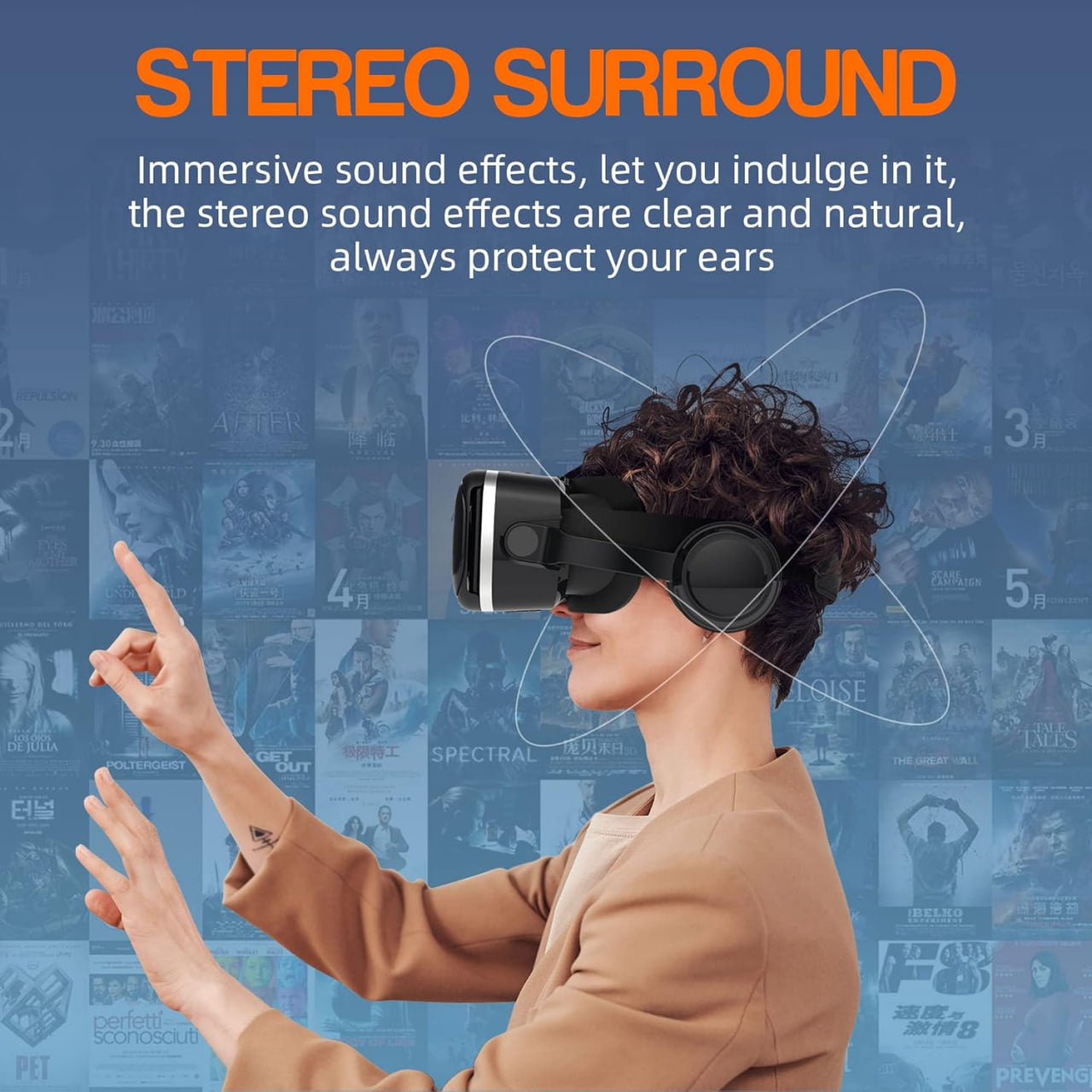 FIYAPOO okulary VR 3D z zestawem słuchawkowym